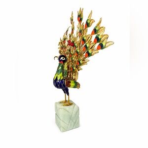 Colorful Enamel Peacock Figurine